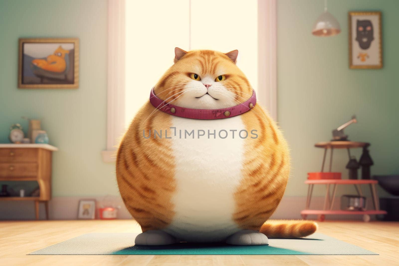 Very cute red fat cat. Nature game. Generate Ai