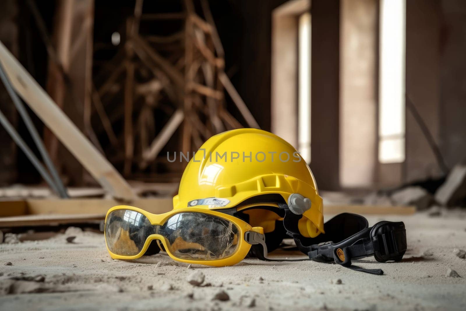 Construction helmet. Safe gear training. Generate Ai
