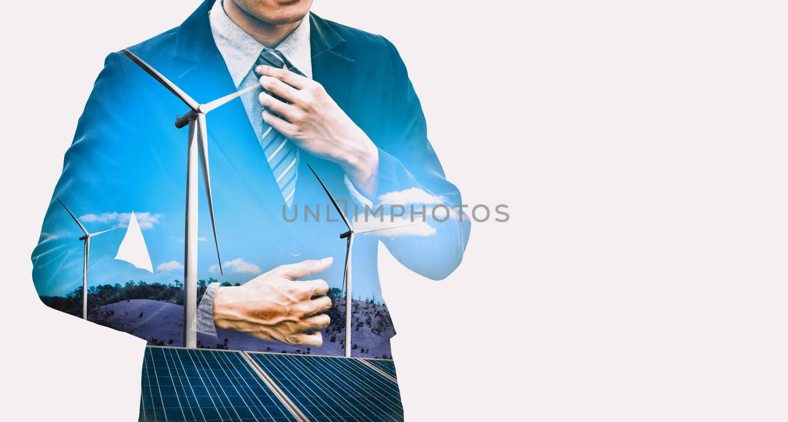 Wind turbine double exposure graphic interface. uds by biancoblue