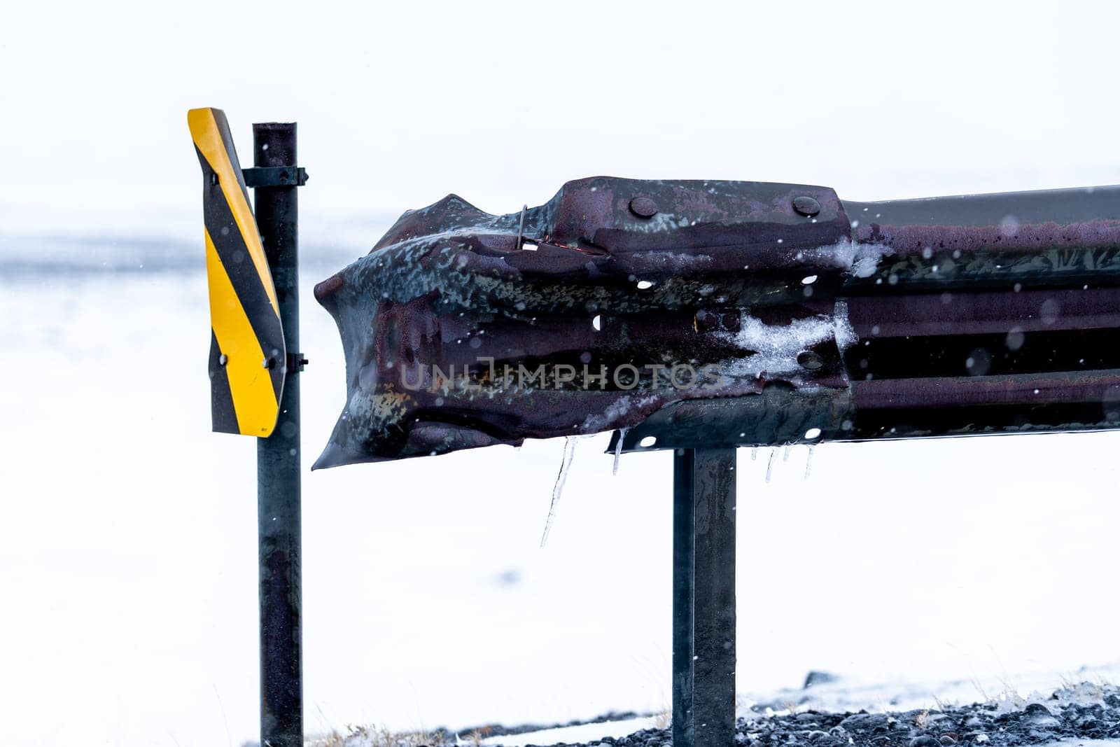 Cold concept on a guardrail in Iceland