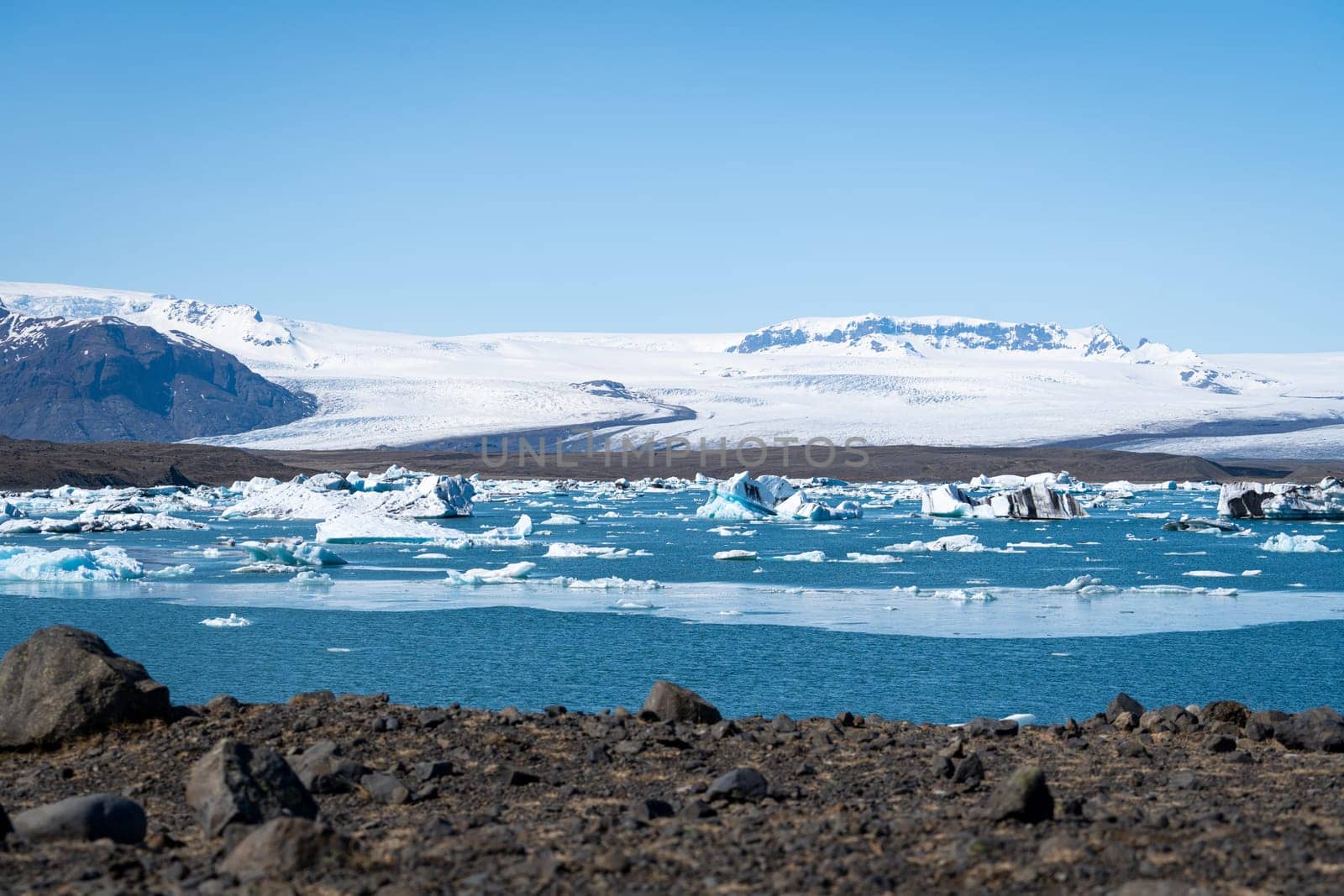 Melting ice on Jokulsarlon glacier in spring, Iceland