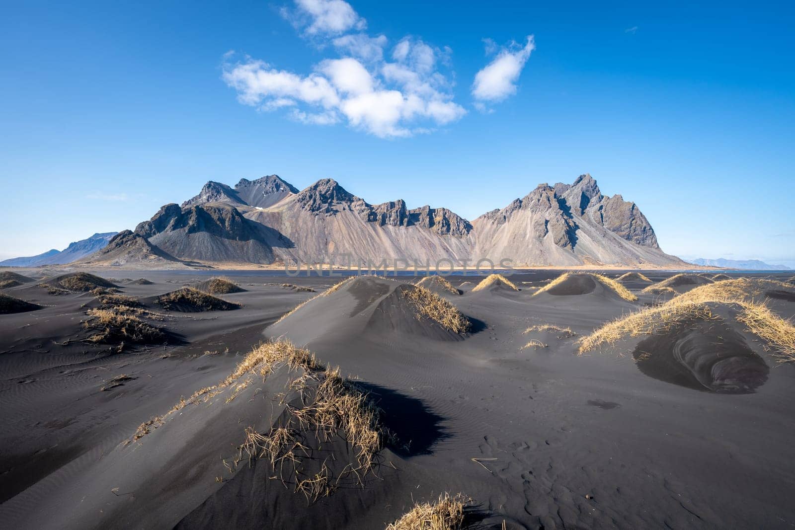 Stockness black dunes on a sunny day, Iceland