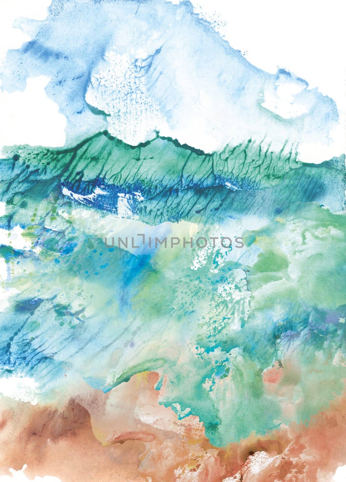 Background from Monotype paints and gradients with multi-colored blots abstract landscape isolated by MarinaVoyush