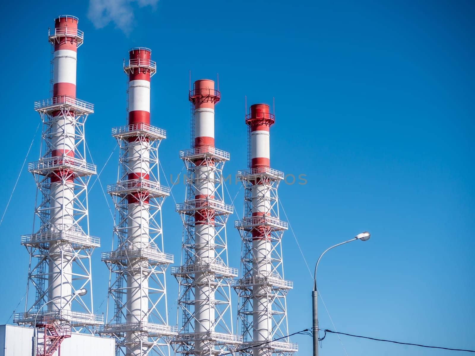 industrial landscape, the pipes of the thermal power plant