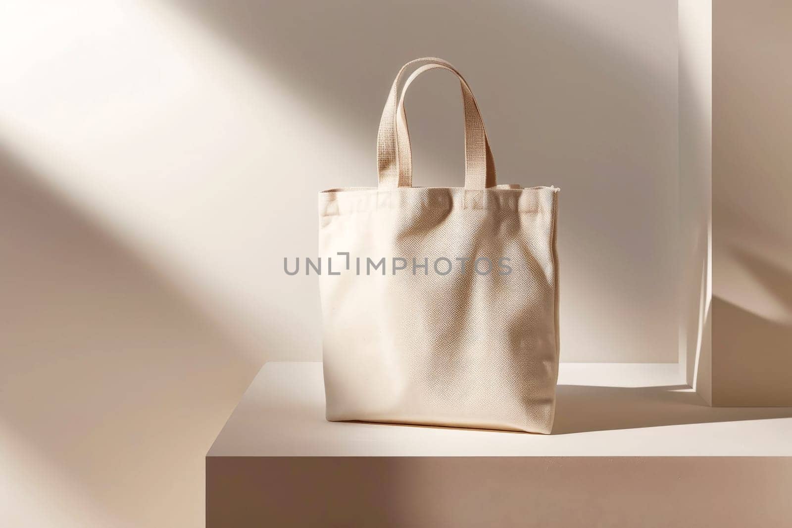 Eco Friendly White Color Fashion Canvas Tote Bag for mock up. Generative Ai..