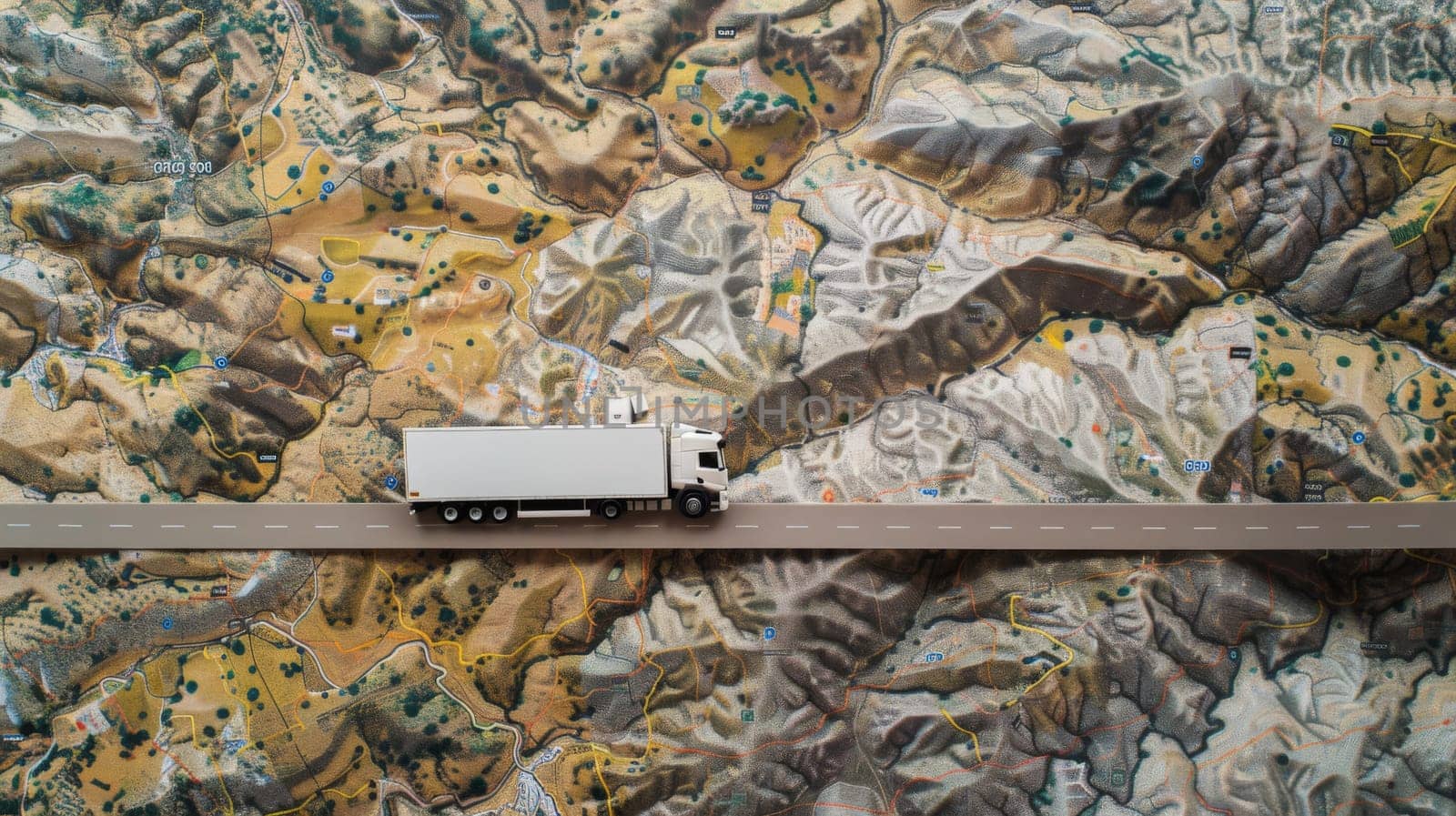 A paper map white white truck, Delivery truck or Transportation Truck, Transportation concept by nijieimu