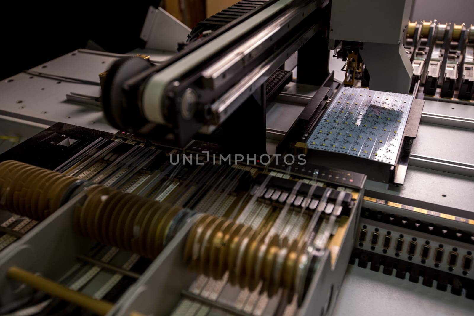 Image of LED panel in manufacturing process, close-up