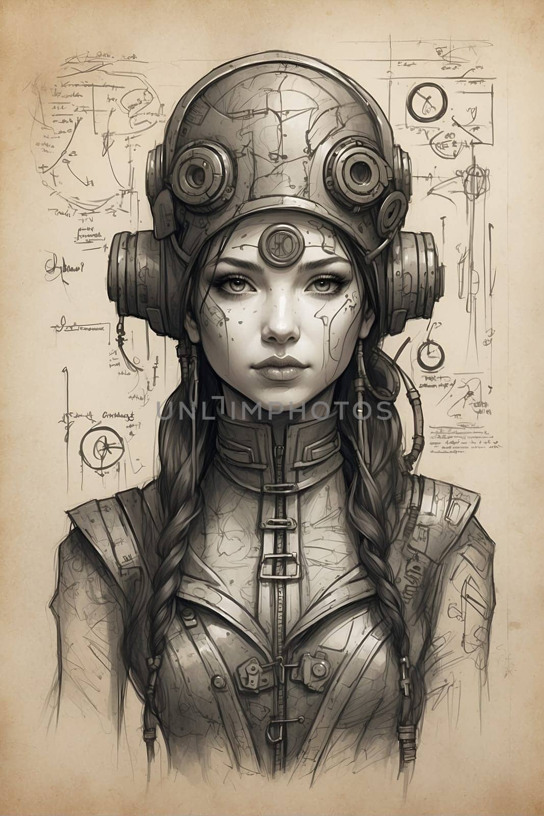 Drawing of Woman Wearing Headphones, An Artistic Representation of a Listener. Generative AI. by artofphoto