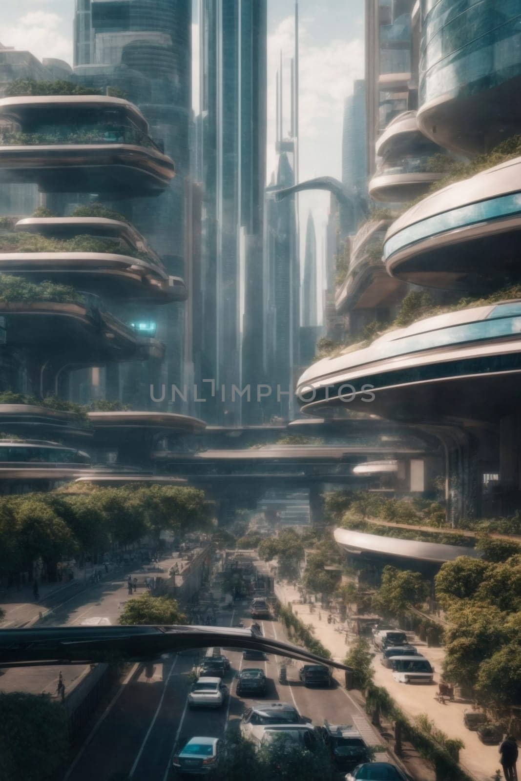 Fascinating View of a Vibrant Futuristic City With Towering Skyline. Generative AI. by artofphoto