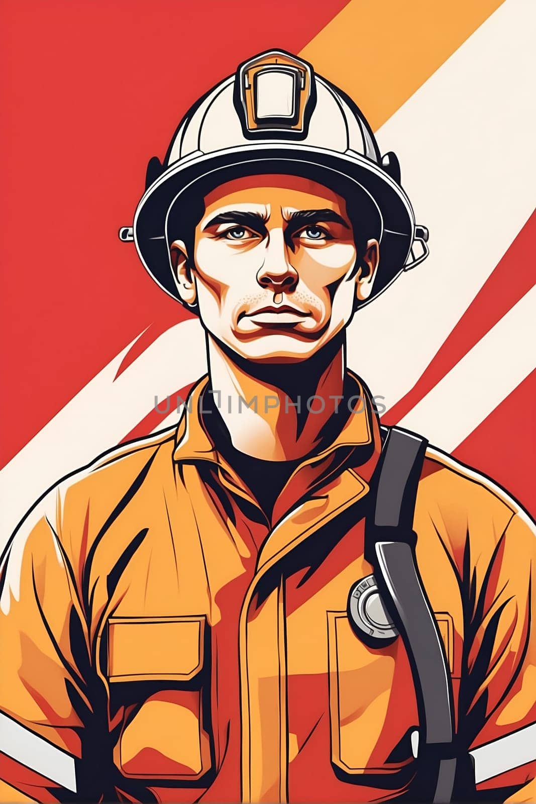 Fireman in Uniform With Helmet. Generative AI. by artofphoto