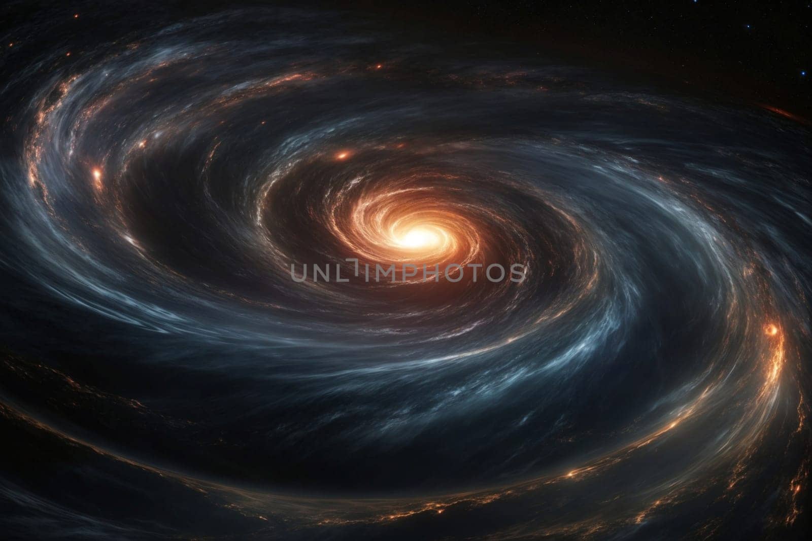 Spiral Galaxy With Stars in the Background. Generative AI. by artofphoto