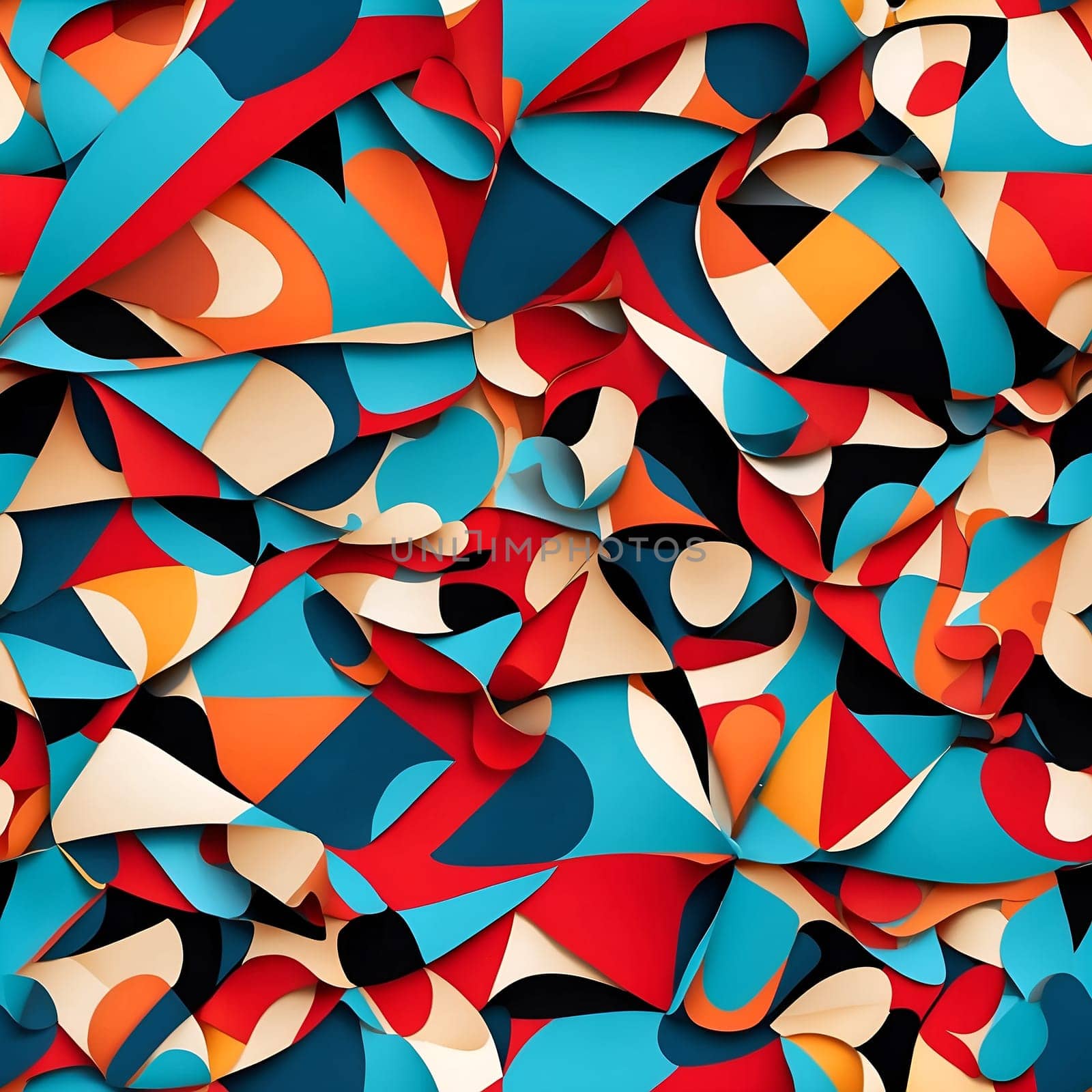 Vibrant Display of Colorful Shapes on a Seamless Wall. Generative AI. by artofphoto