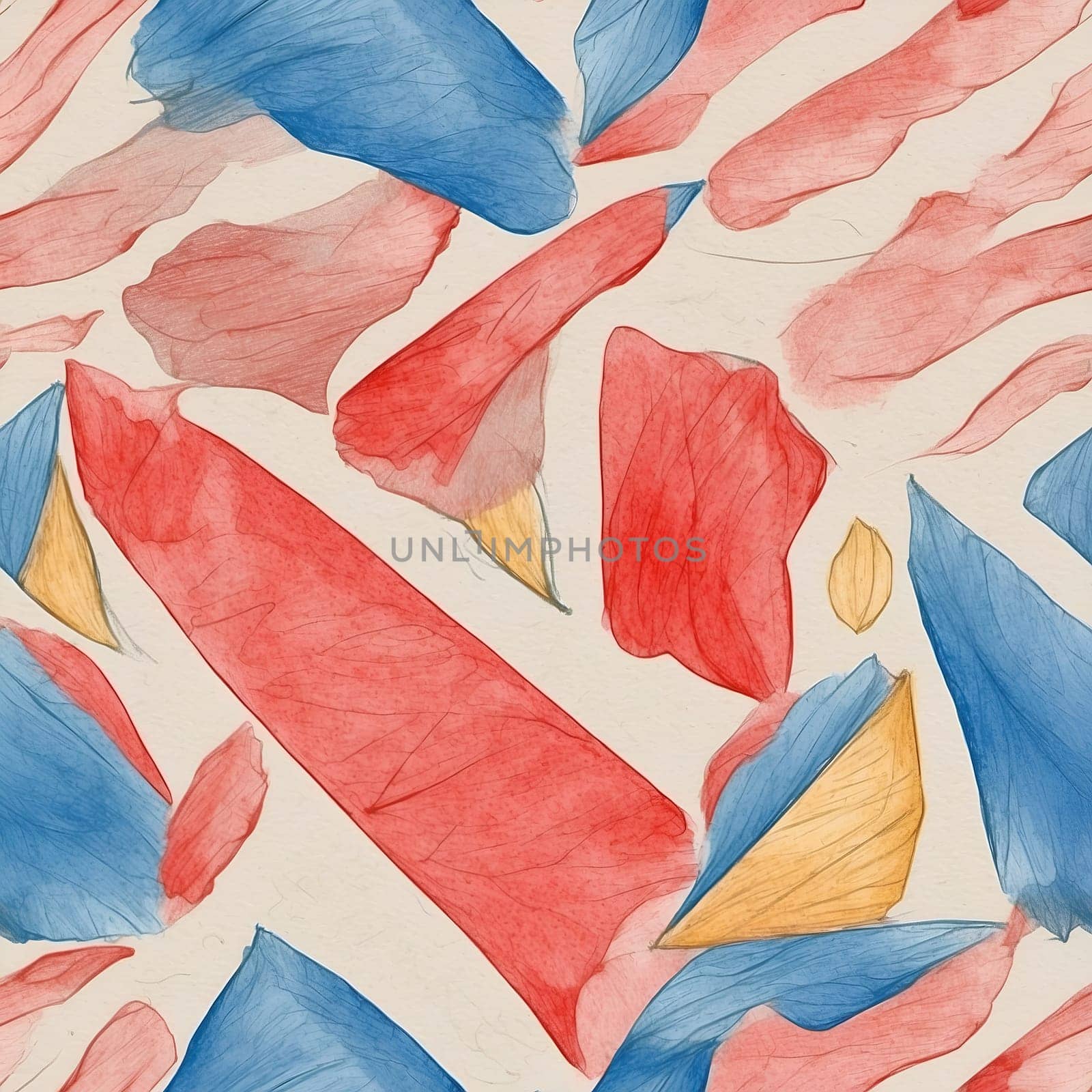 Seamless Pattern of Red, White, and Blue Shapes. Generative AI. by artofphoto