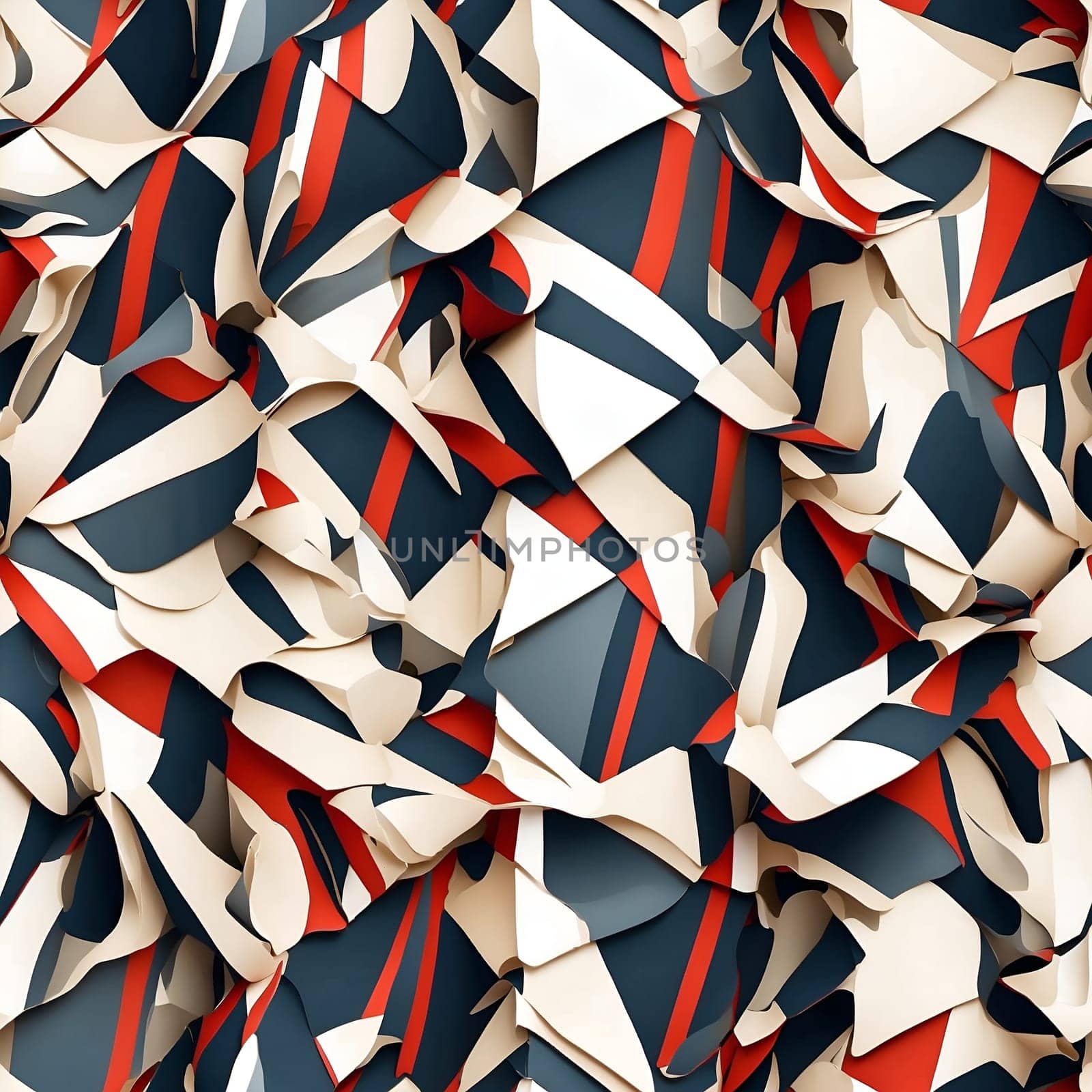 Large Group of Red, White and Blue Shapes in a Seamless Pattern. Generative AI. by artofphoto