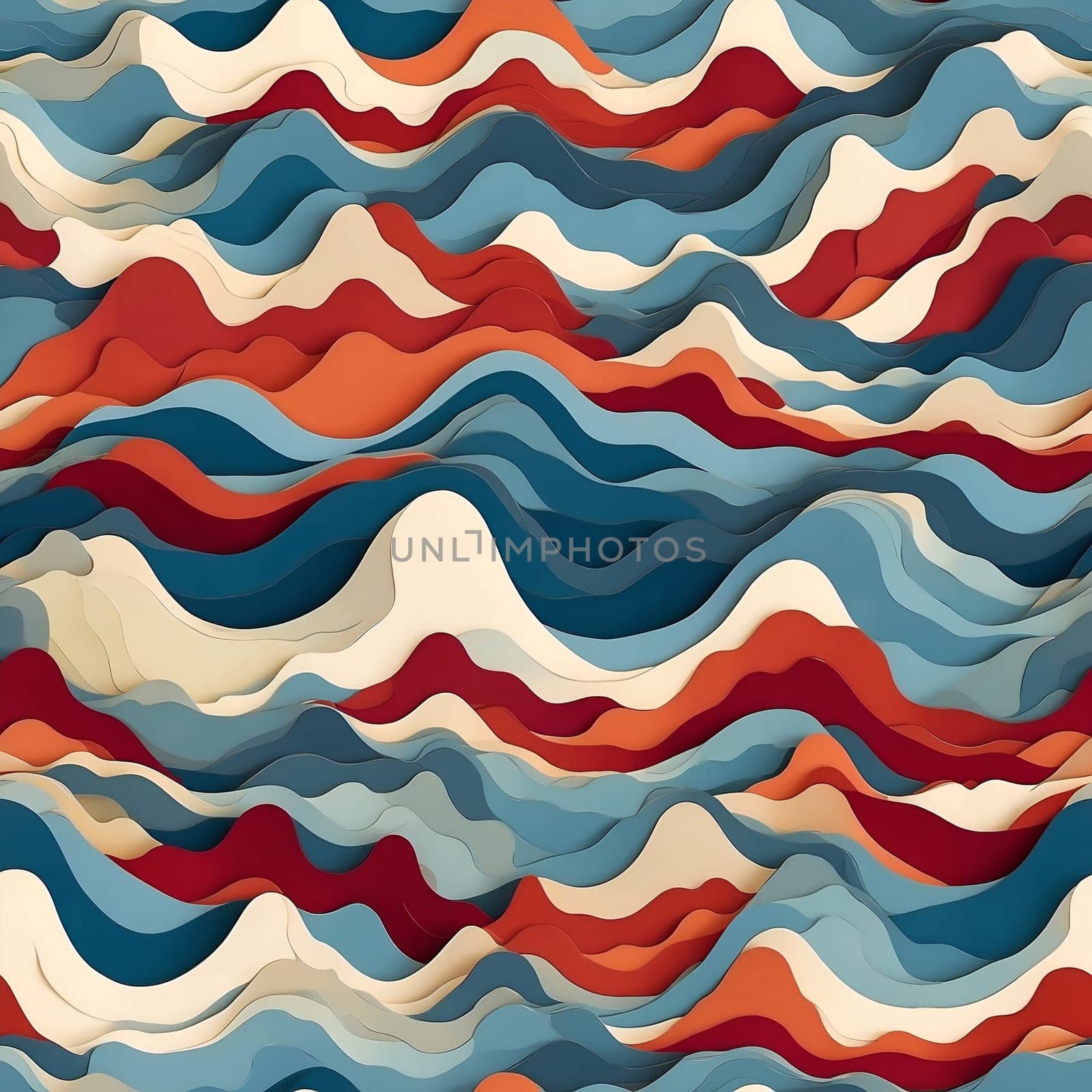 A seamless pattern of vibrant wavy shapes creates an abstract and dynamic background.