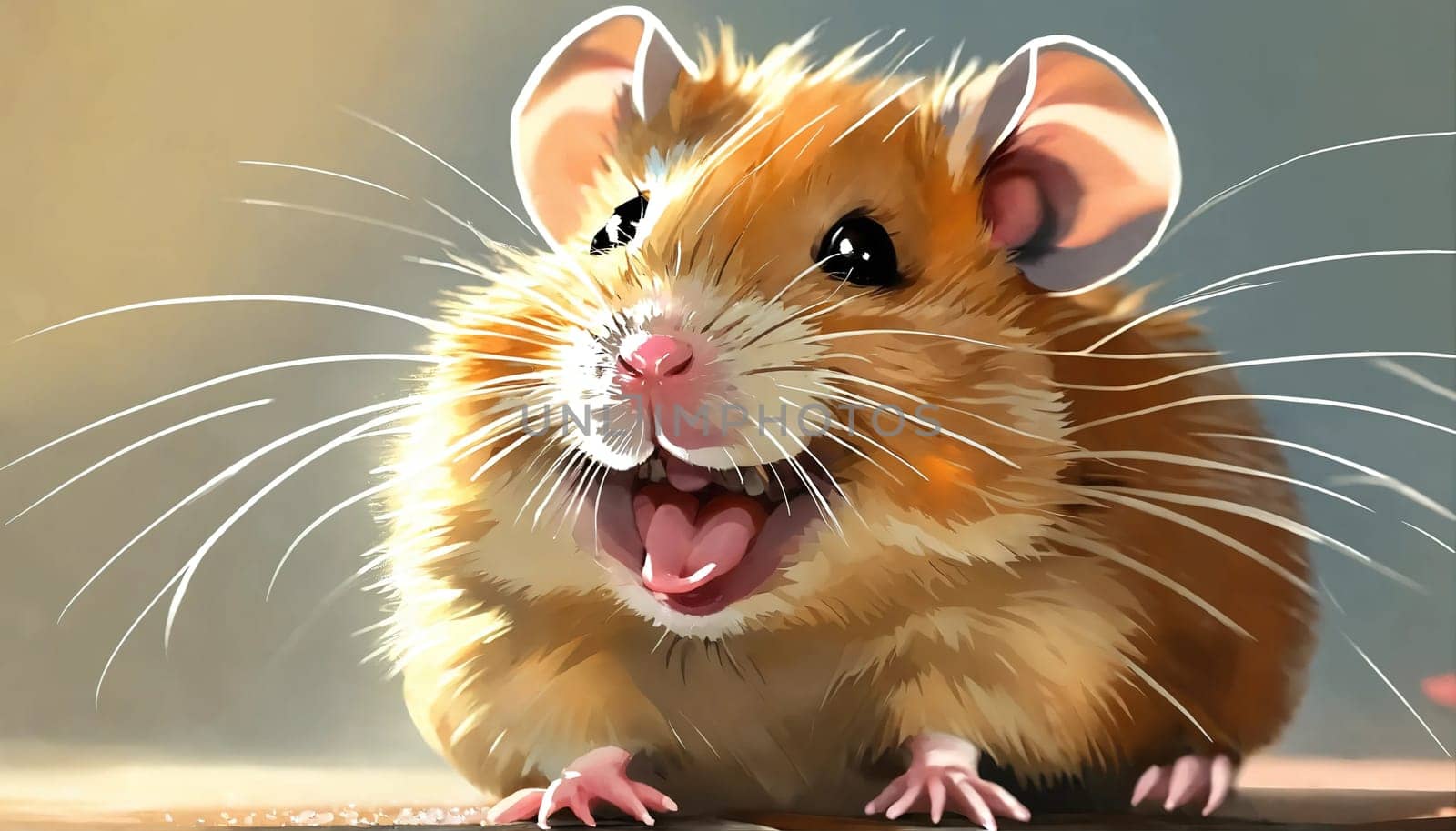 Interesting illustration of a hamster. Generative AI. High quality photo