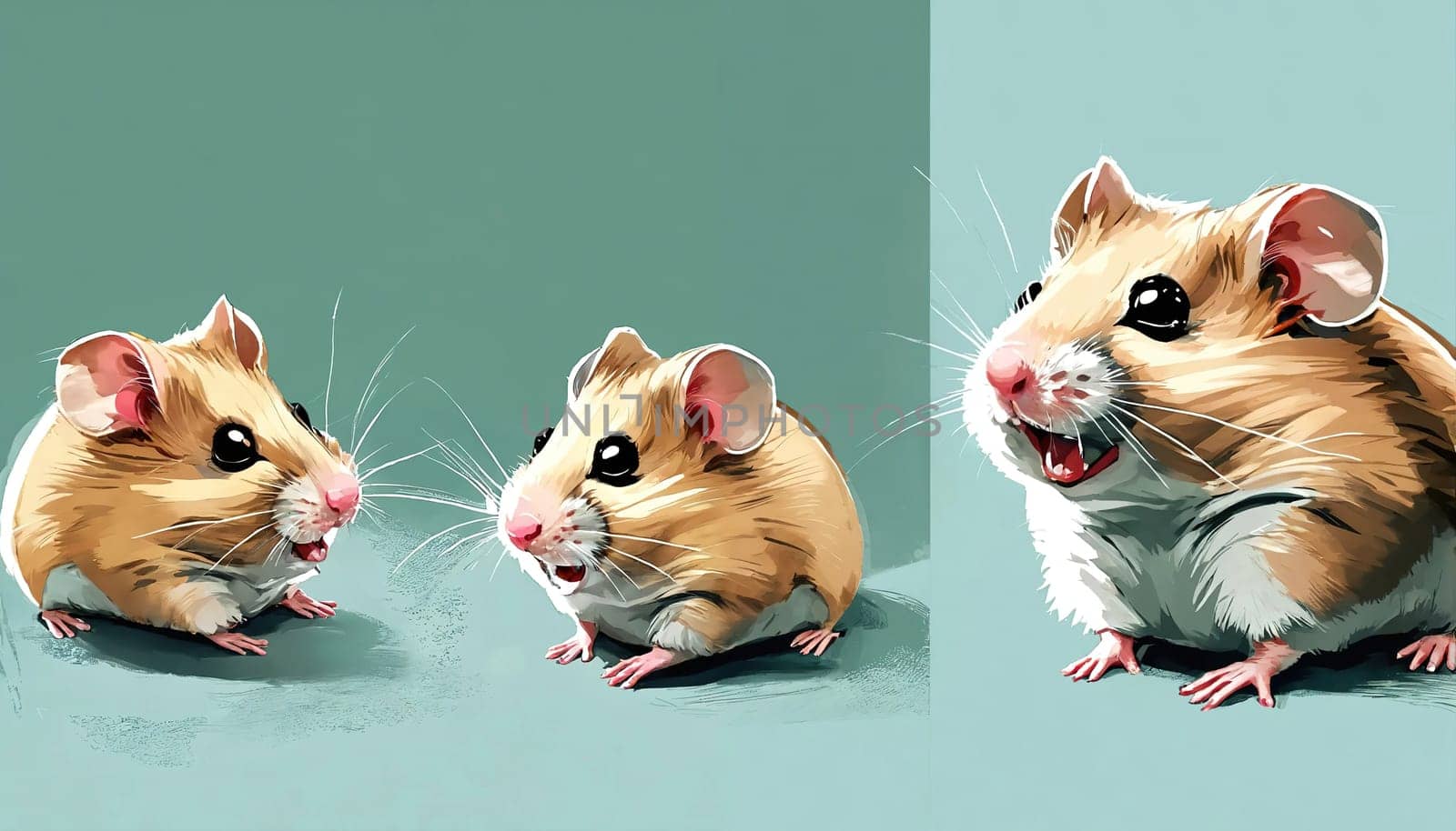 Interesting illustration of a hamster. Generative AI. High quality photo