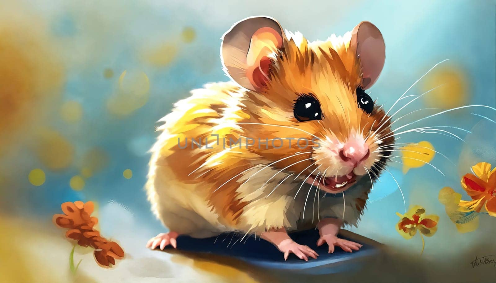 Interesting illustration of a hamster. Generative AI. High quality photo