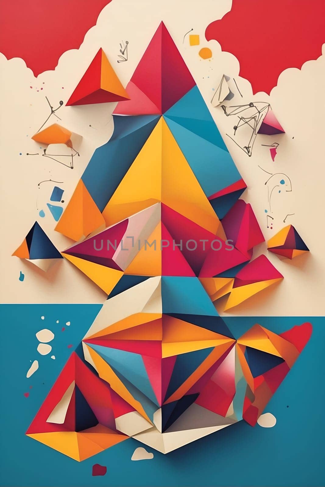 Poster With Different Colored Shapes. Generative AI. by artofphoto