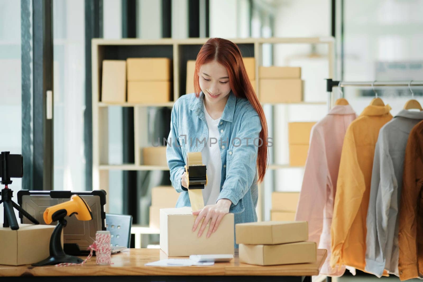 Female small business owner prepare product, order and service logistics by ijeab