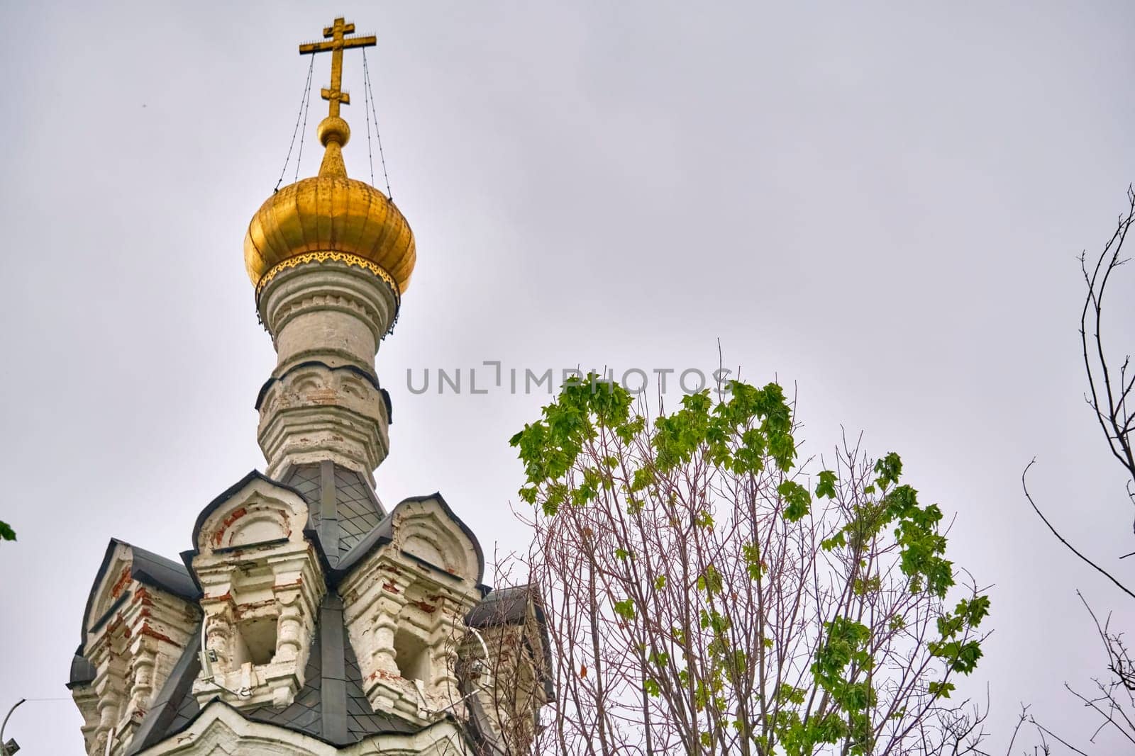 Russia-2020. Church domes of the Orthodox Church behind the trees. general plan. daylight color by lempro