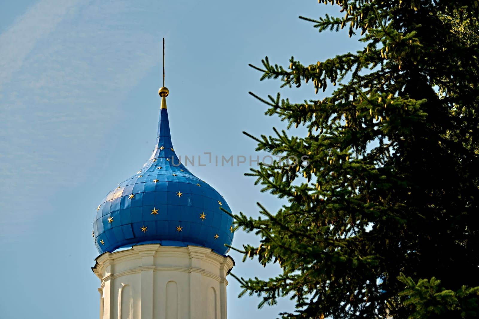 Russia-2020. Church domes of the Orthodox Church behind the trees. general plan. daylight