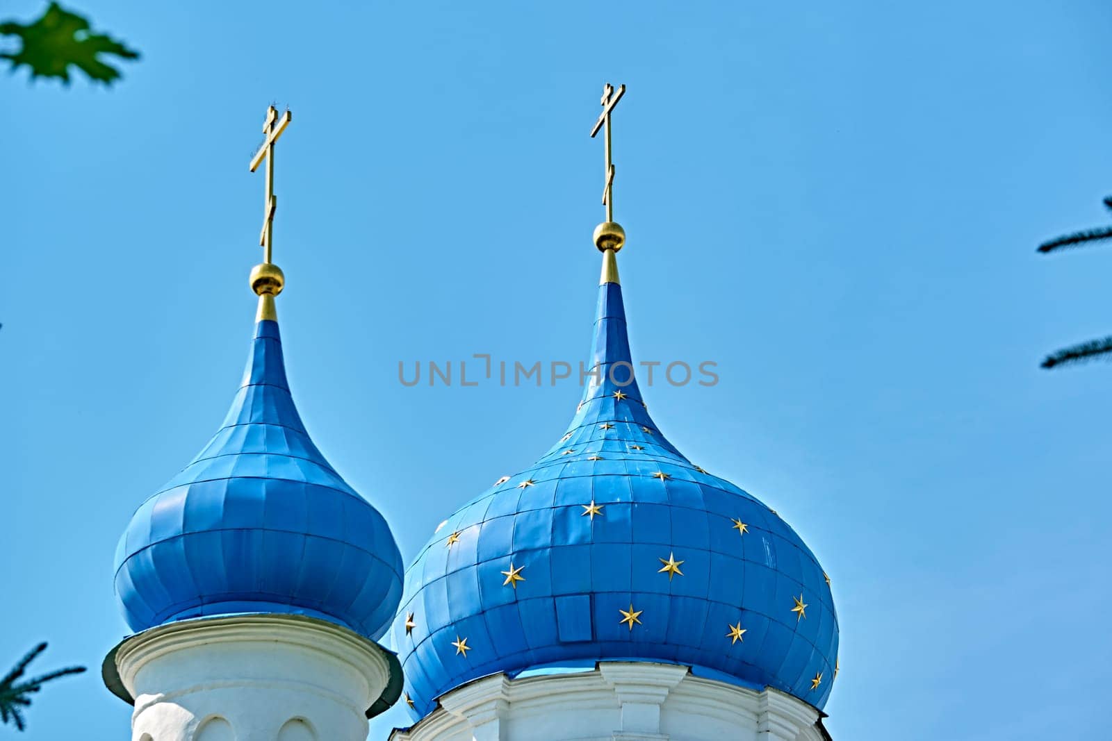 Russia-2020. Church domes of the Orthodox Church behind the trees. general plan. daylight