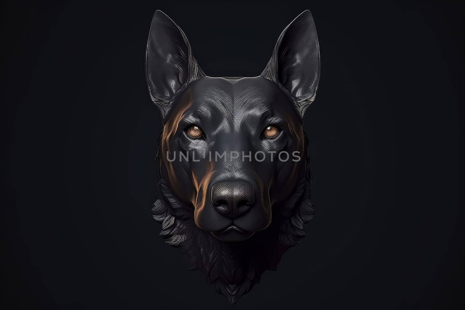 Black dog fantasy. Art animal portrait. Generate Ai