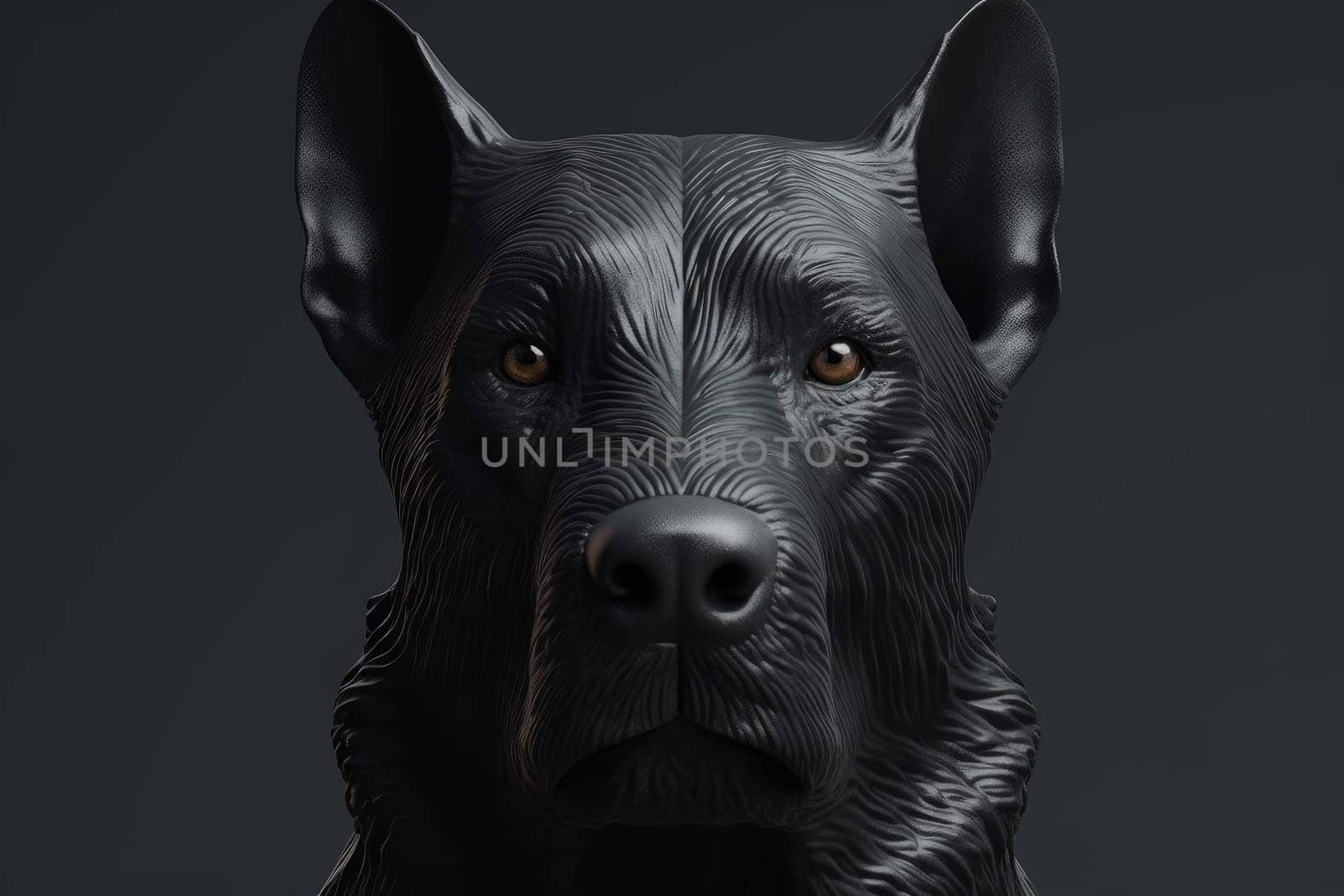 Cute fantasy black dog. Dark horror. Generate Ai