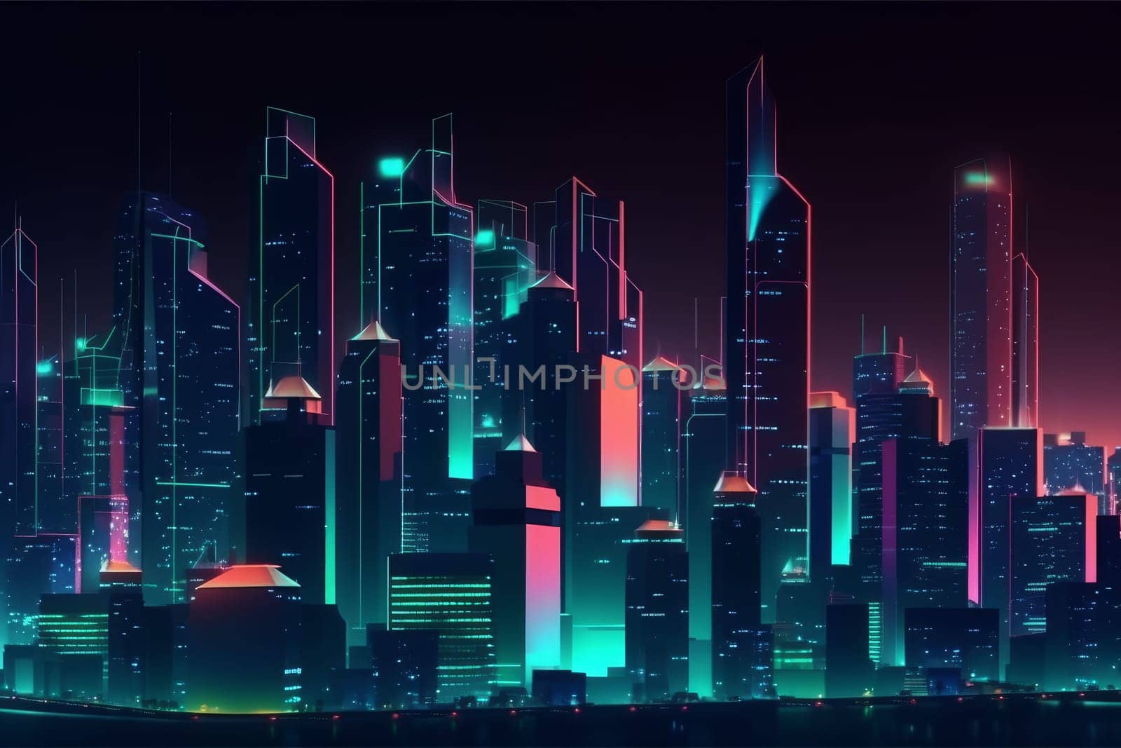 Futuristic neon megapolis. Generate Ai by ylivdesign