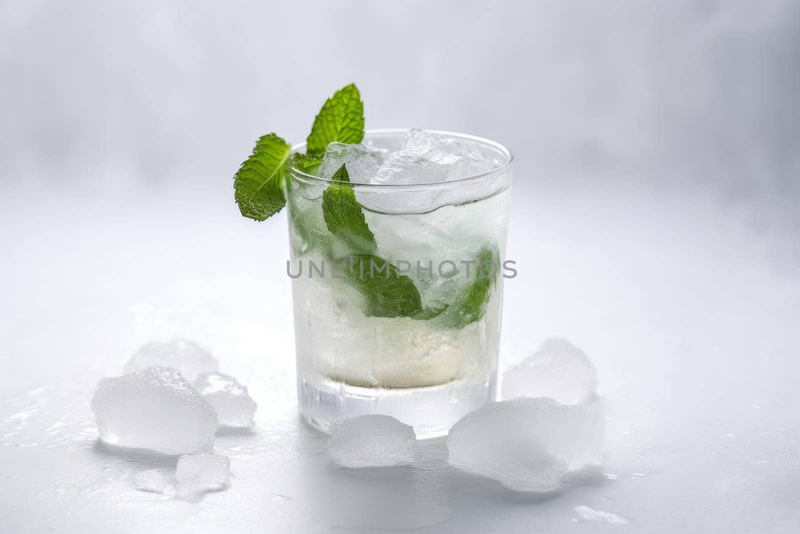 Cold ice drink cocktail. Winter liquid. Generate Ai