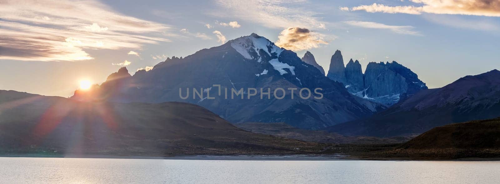Majestic Sunrise over Patagonian Mountains and Lake by FerradalFCG
