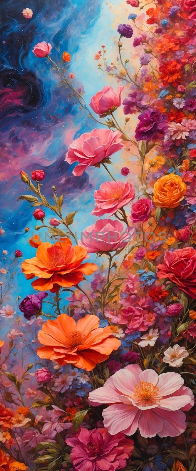 Beautiful flowers painted in watercolor. AI generated