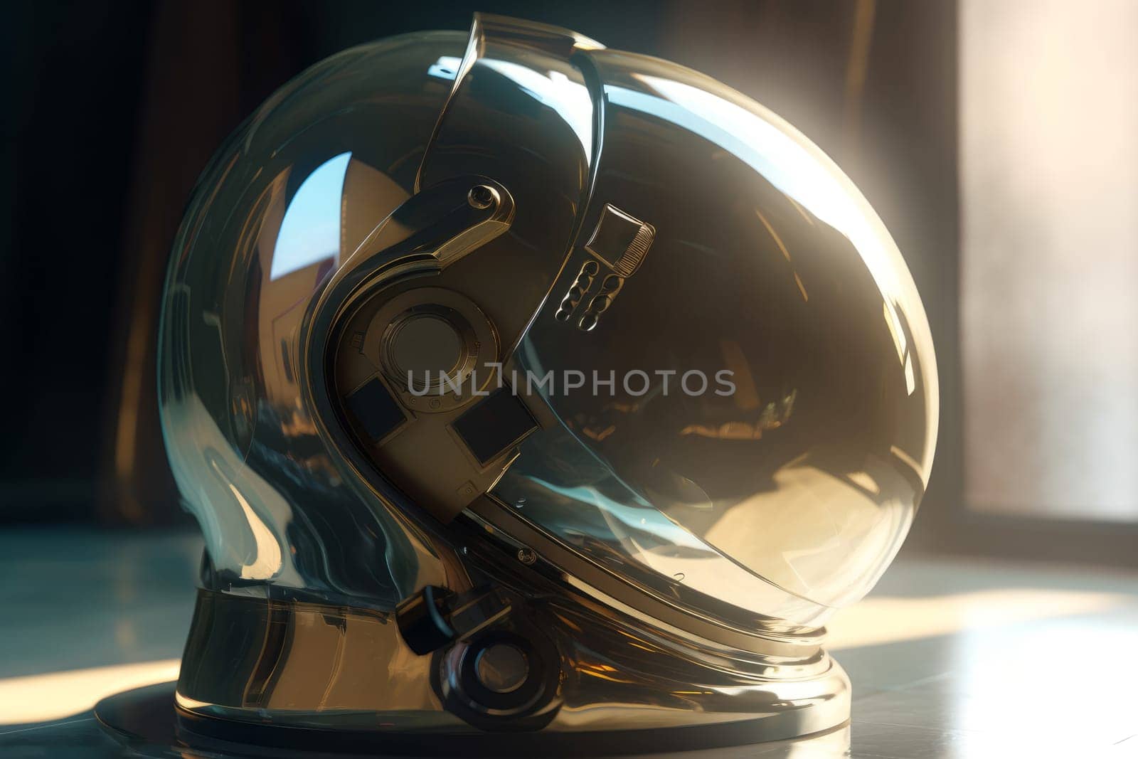 Astronaut helmet. Future discovery space. Generate Ai