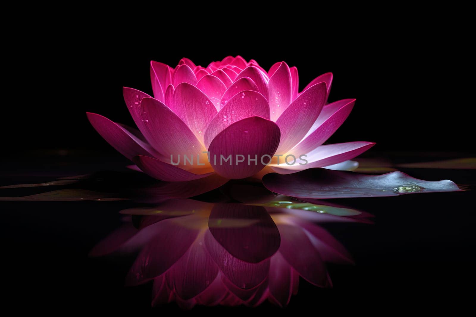 Spectral light pink lotus. Zen magic. Generate Ai