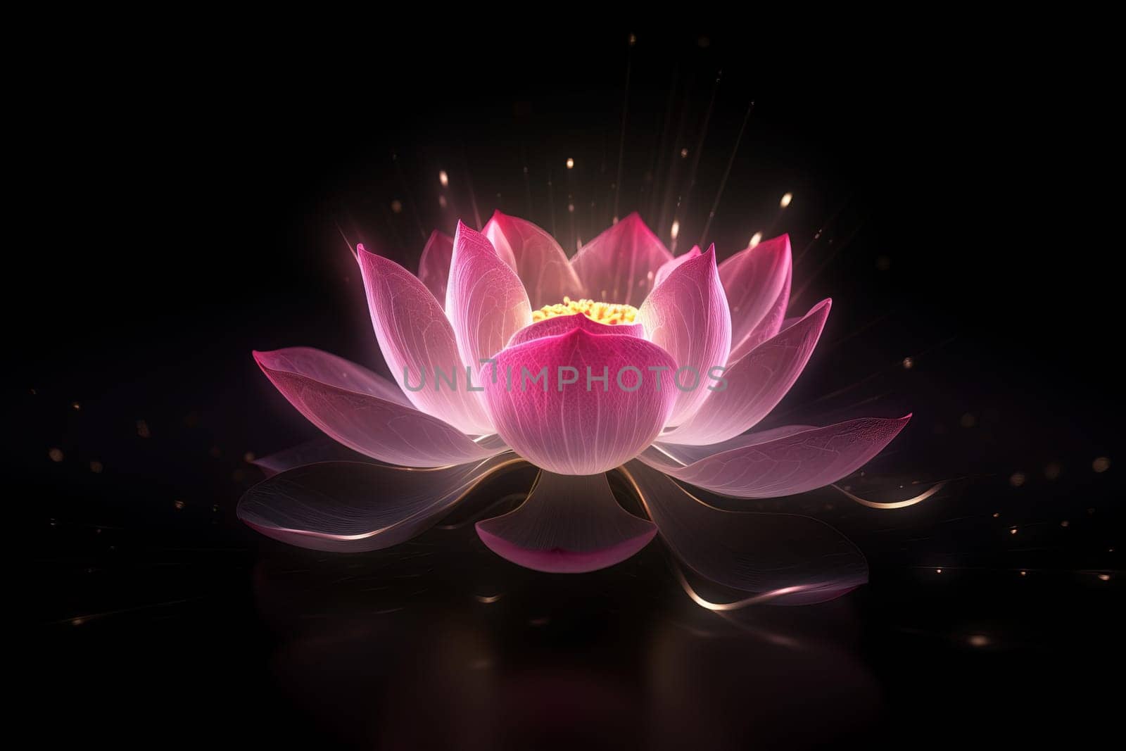 Beautiful light lotus. Zen water floral. Generate Ai