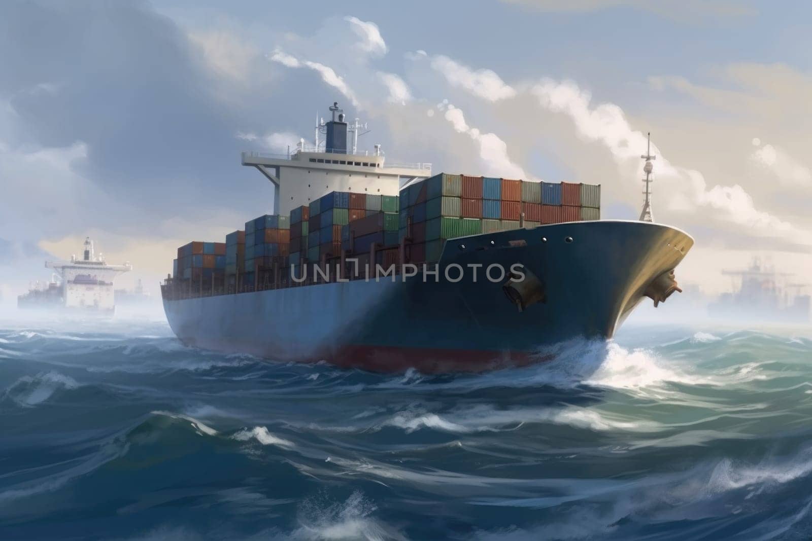 Ship with containers. Generate Ai by ylivdesign