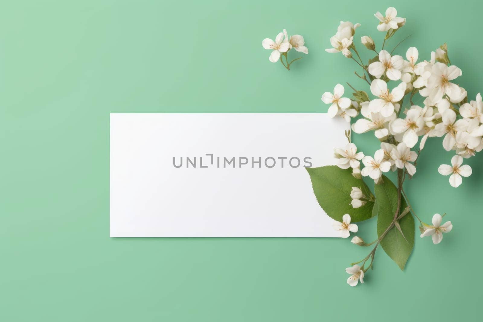 Blank greeting card with flowers. Generate Ai by ylivdesign