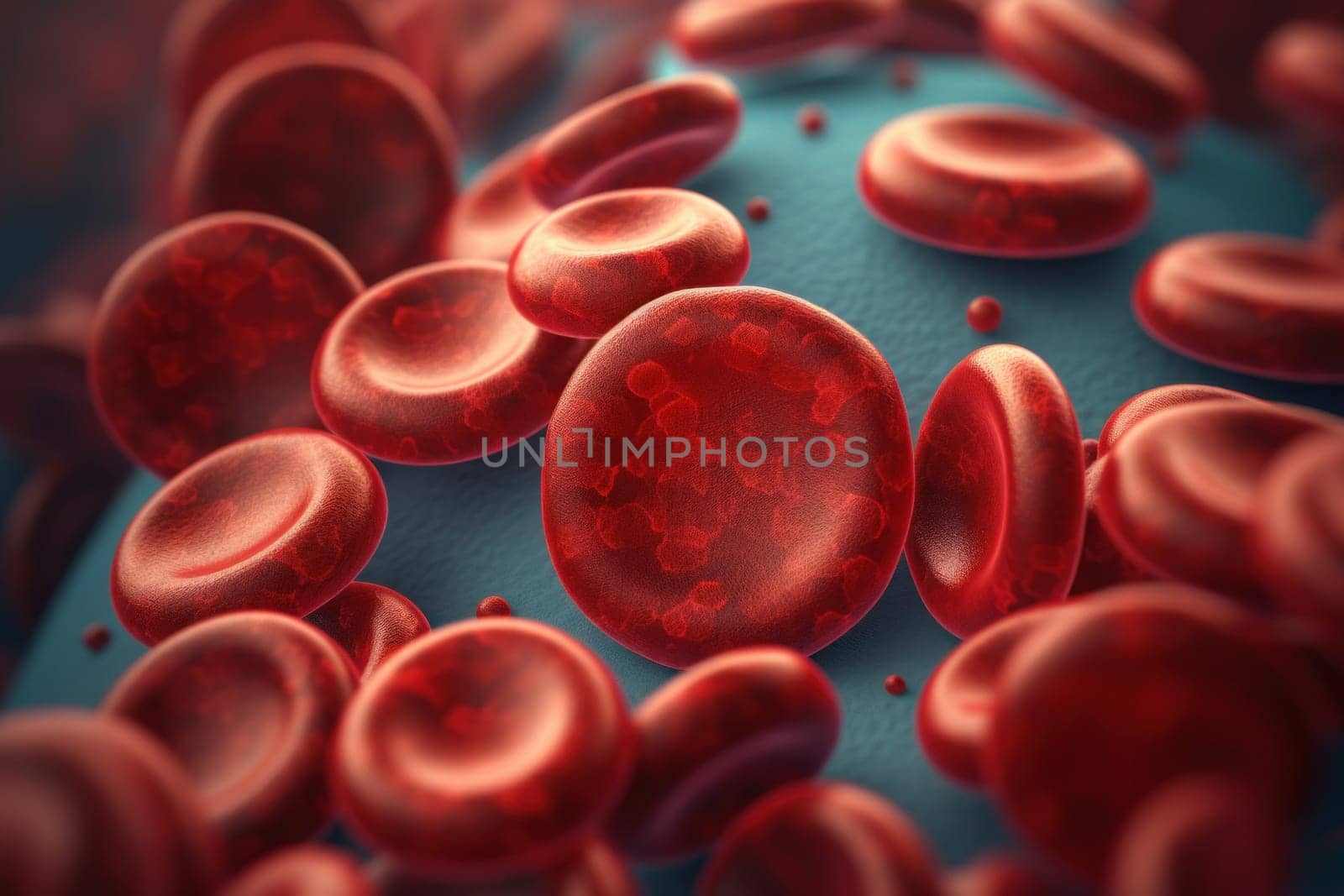 Blood cell close up. Human medicine. Generate Ai