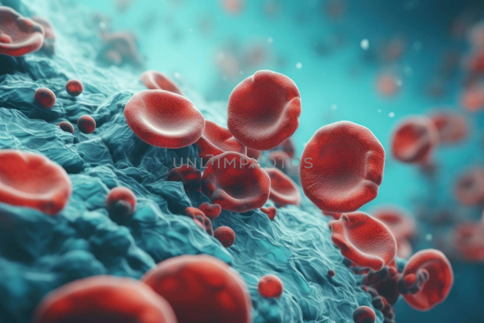 Blood cells macro view. Generate Ai by ylivdesign