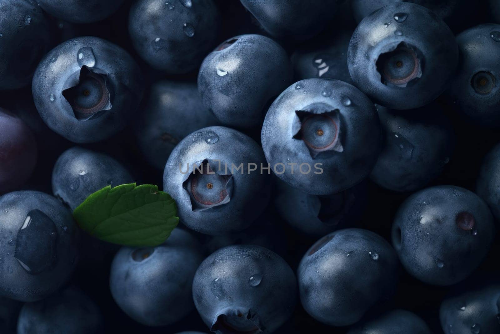 Macro blueberry. Fruit food harvest. Generate Ai