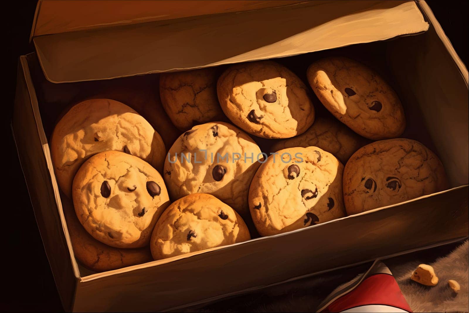 Chocolate cookies box. Generate Ai by ylivdesign