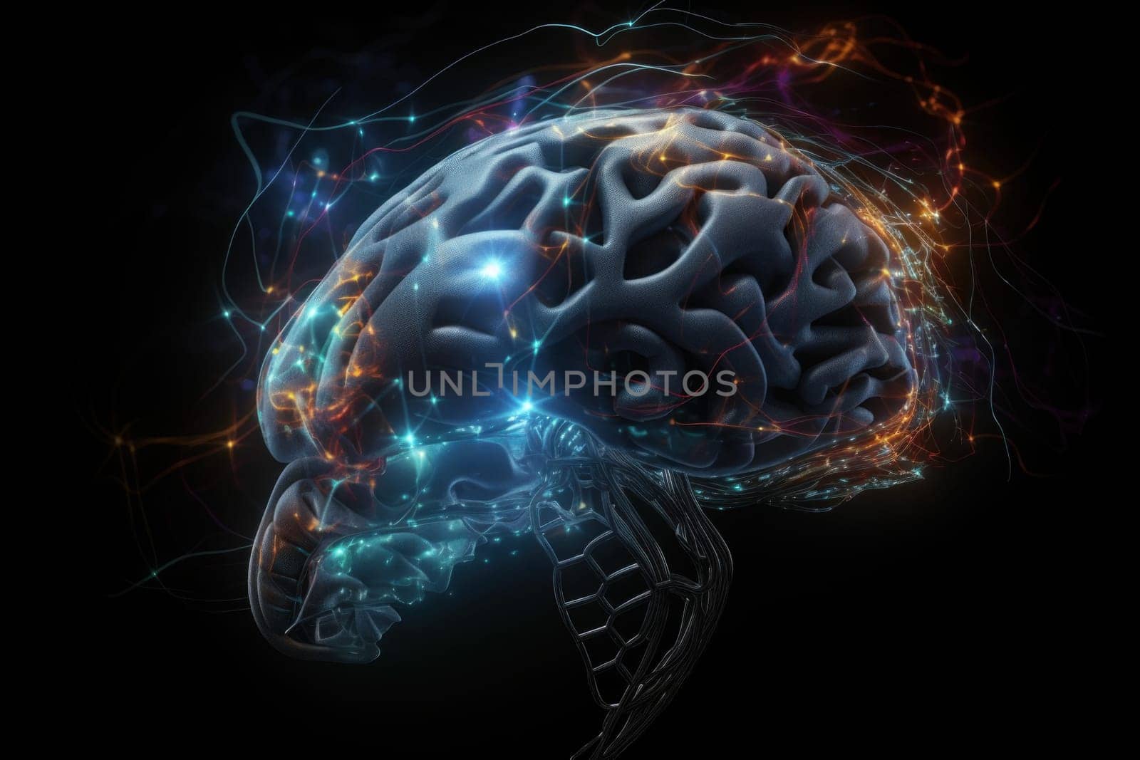 Brain creates reality. Digital science. Generate Ai