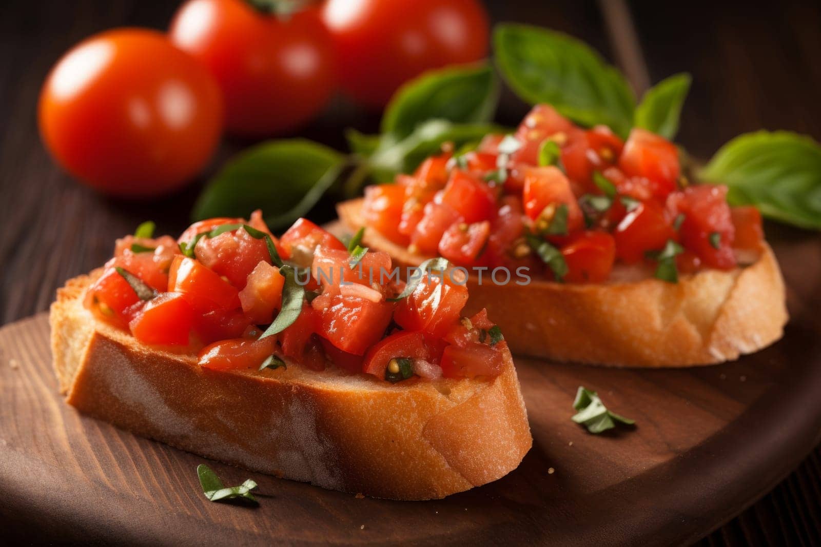 Bruschetta tomato appetizer. Italian food. Generate Ai