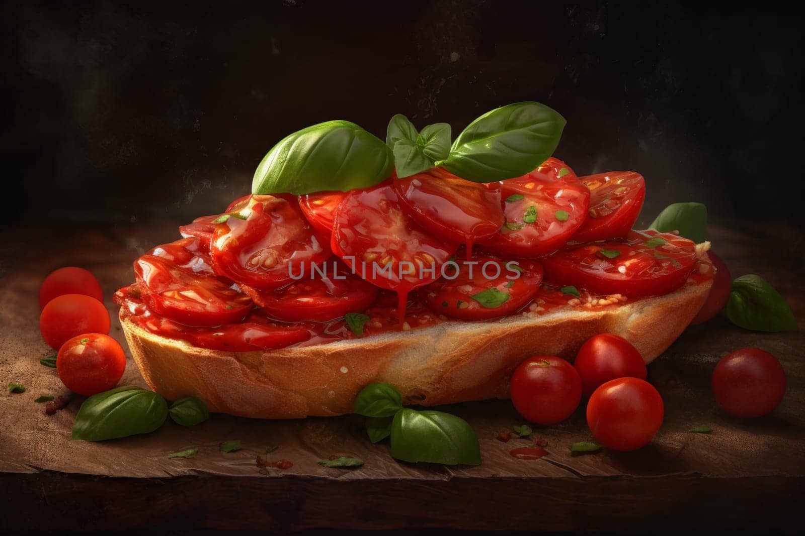 Tasty bruschetta tomato. Generate Ai by ylivdesign