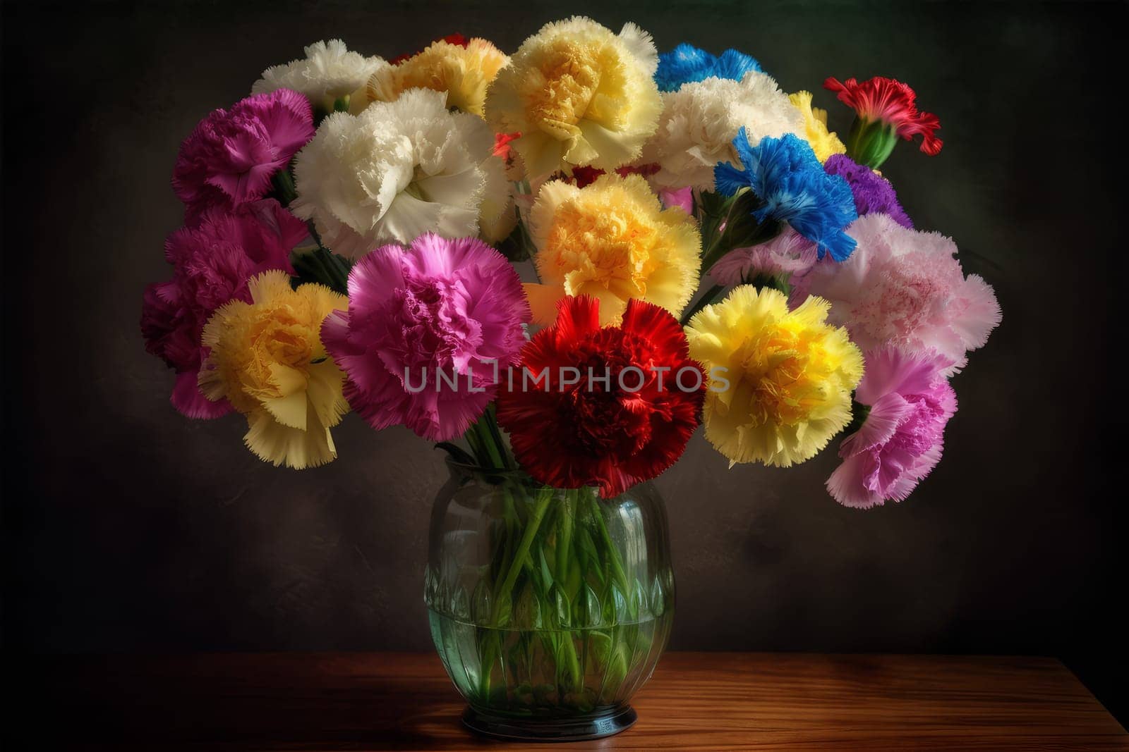 Carnations vase. Floral spring nature. Generate Ai