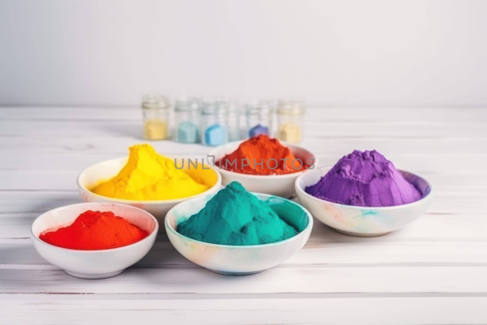 Ceramic bowl with colorful powder. Generate Ai by ylivdesign