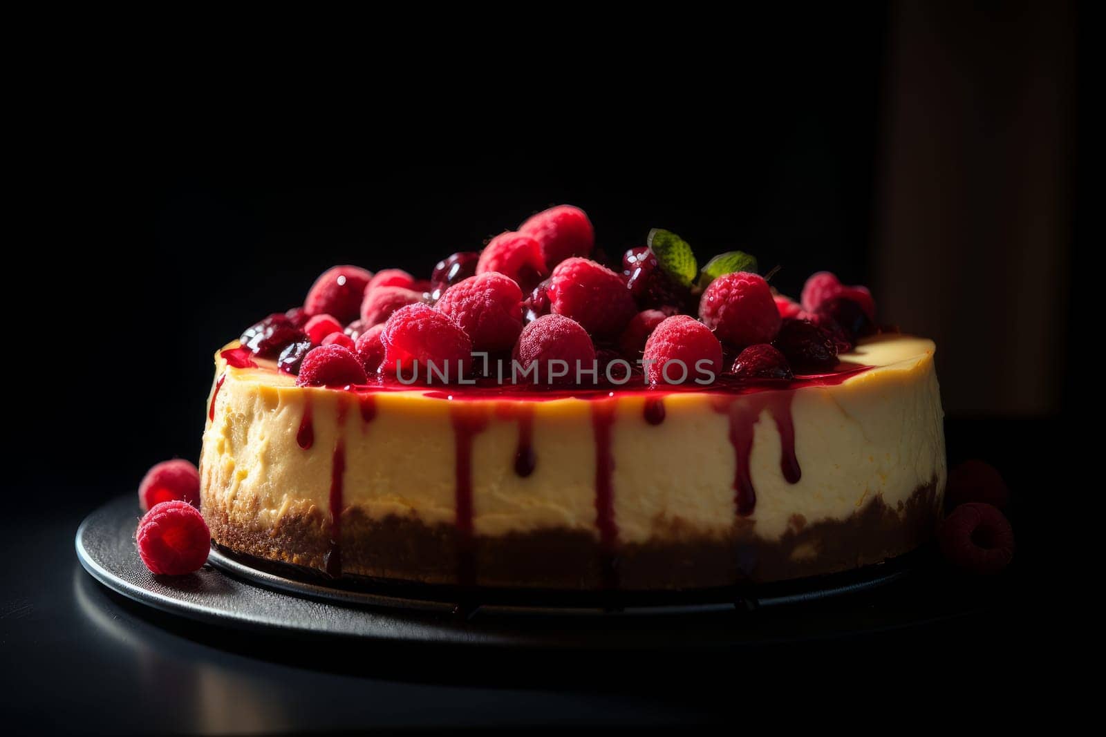 Cheesecake berries dessert. Generate Ai by ylivdesign
