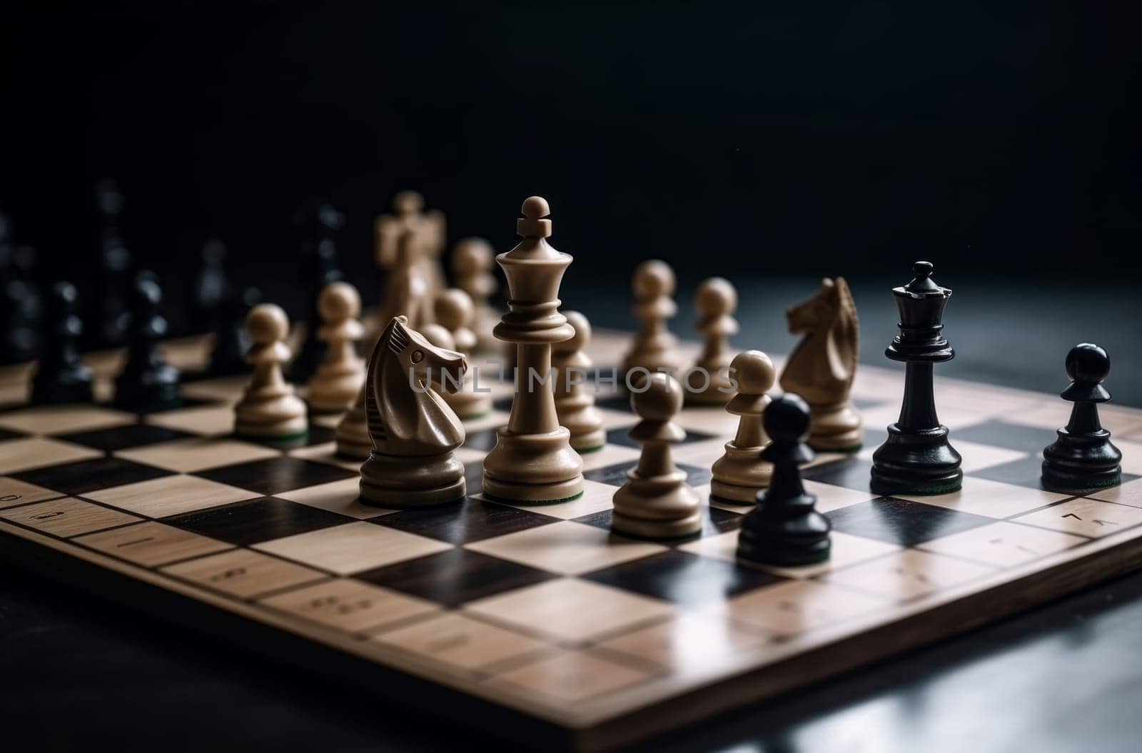 Chess figures on the board. Success power piece. Generate Ai