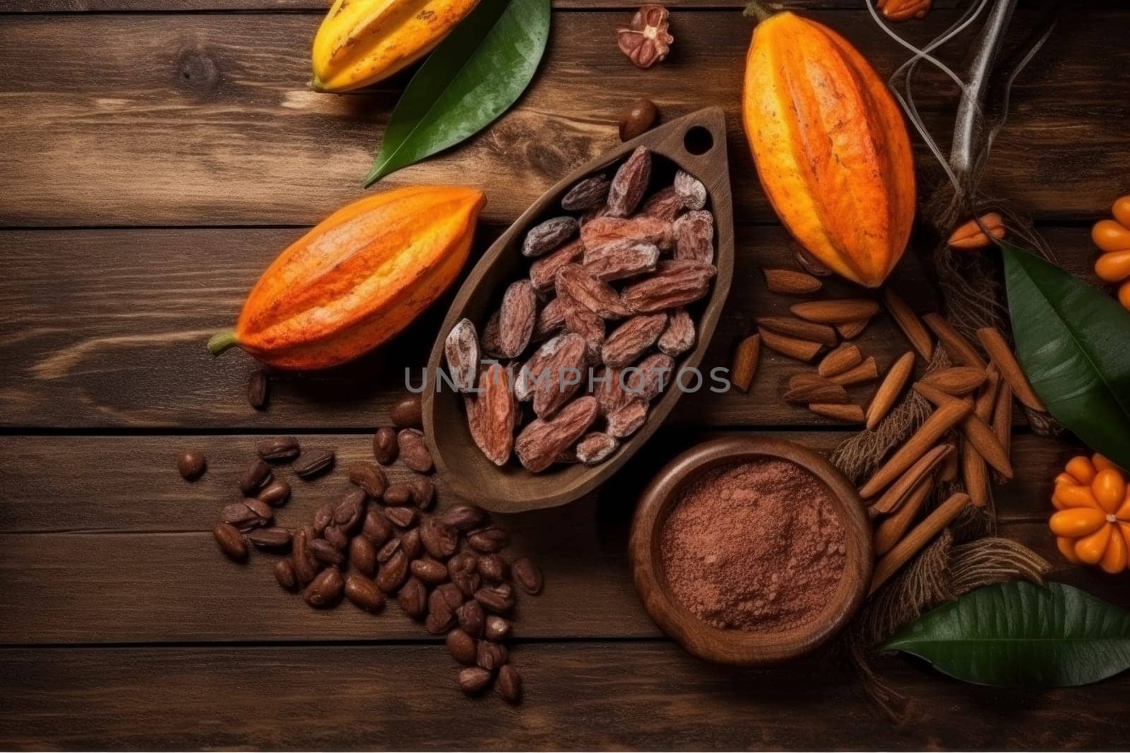Cocoa pod products. Fruit bean organic. Generate Ai